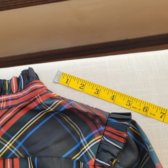 New! J Crew sz M Belted Ruffle Black Tartan Plaid Christmas Dress NWT - Picture 14 of 16